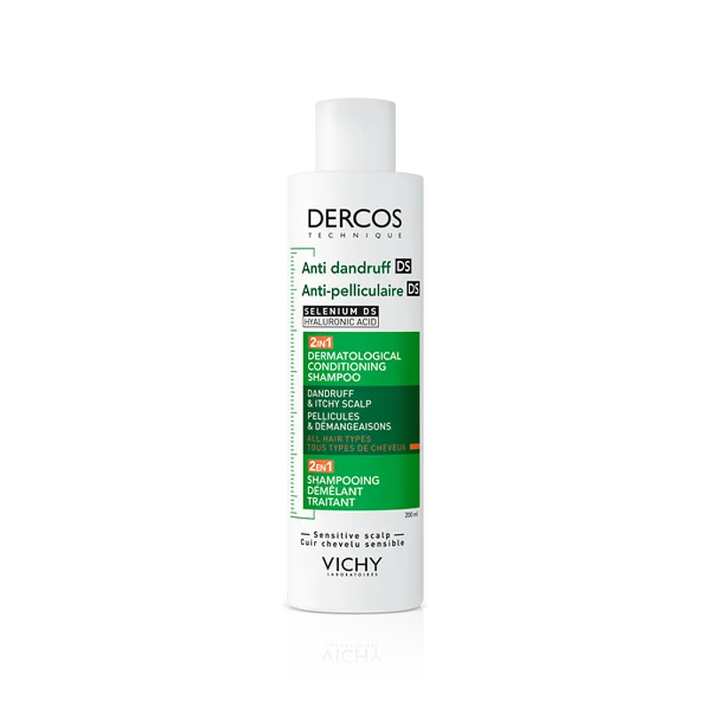 VICHY DERCOS DS 2 EN 1 SHAMPOOING ET DEMELEUR ANTI-PELLICULAIRE POUR TOUS TYPES DE CHEVEUX 200ML
