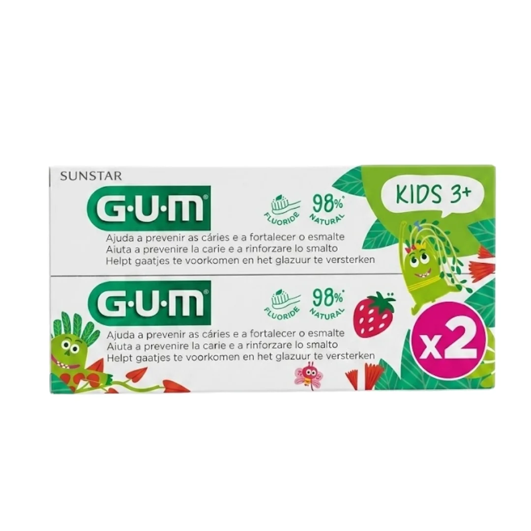 GUM PACK DUO DENTIFRICE KIDS 2-6ANS FRAISE 50ML*2