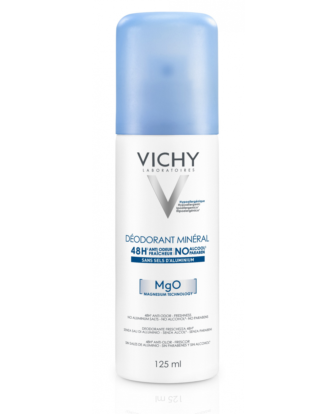 VICHY DEODORANT MINERAL 48H SANS SELS D'ALUMINIUM AEROSOL PEAU SENSIBLE ET REACTIVE 125ML