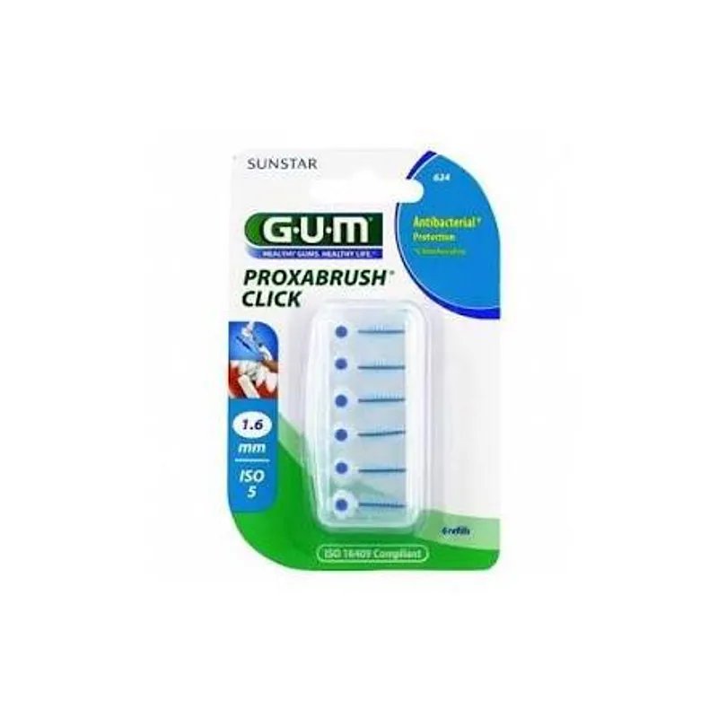 GUM RECHARGE BROSSE FINES PAR 6 UNITES A LA CHLORHEXIDINE 1.6MM REF 624