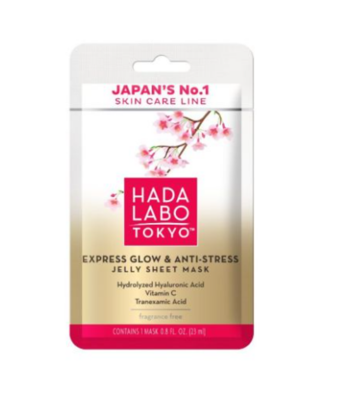 HADA LABO TOKYO JAPAN'S N°1 SKIN CARE LINE EXPRESS GLOW AND ANTI-STRESS JELLY SHEET MASK HYDROLYZED HYALURONIC ACID VITAMIN C TRANEXAMIC ACID 23ML