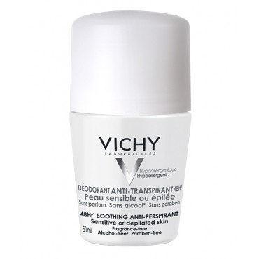 VICHY DEODORANT ANTI-TRANSPIRANT 48H PEAUX SENSIBLES OU EPILEES ROLL-ON 50ML